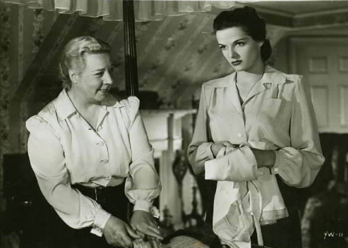 Jane Russell and Connie Gilchrist in Young Widow