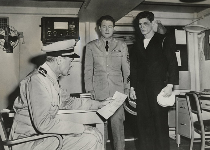 Gary Cooper, Charles Bronson, and Henry Slate in You're in the Navy Now (1951)