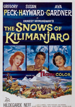 Gregory Peck, Ava Gardner, and Susan Hayward in The Snows of Kilimanjaro (1952)