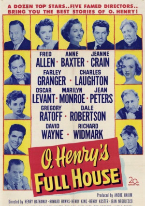 Marilyn Monroe, Anne Baxter, Charles Laughton, Richard Widmark, Jeanne Crain, Fred Allen, Farley Granger, Oscar Levant, Jean Peters, Gregory Ratoff, Dale Robertson, and David Wayne in O. Henry's Full House (1952)