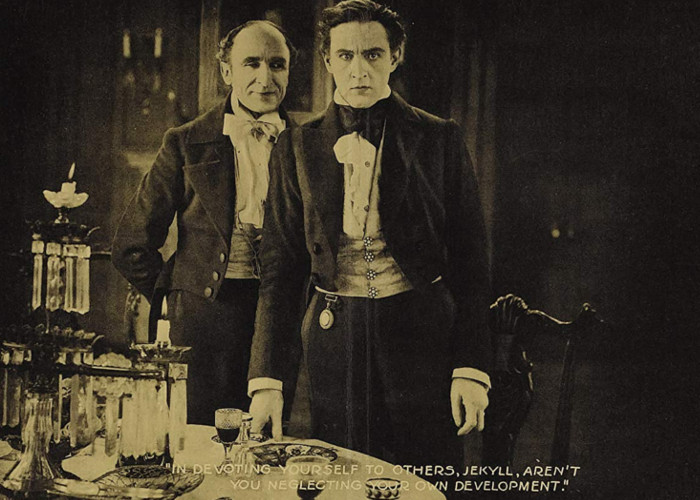 John Barrymore and George Stevens in Dr. Jekyll and Mr. Hyde (1920)