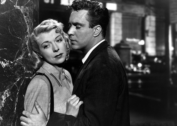 Pamela Britton and Edmond O'Brien in D.O.A. (1949)