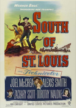 Dorothy Malone, Joel McCrea, Zachary Scott, and Alexis Smith in South of St. Louis (1949)