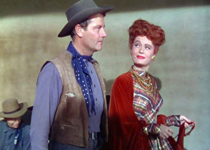 Joel McCrea and Alexis Smith in South of St. Louis (1949)