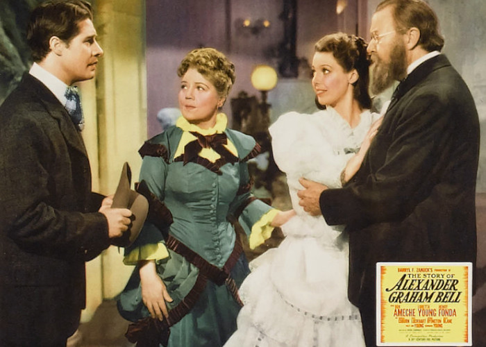 Don Ameche, Spring Byington, Charles Coburn, and Loretta Young in The Story of Alexander Graham Bell (1939)