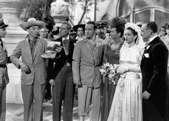 Bing Crosby, Bob Hope, Dorothy Lamour, George Meeker, Nestor Paiva, Gale Sondergaard, and Joseph Vitale in Road to Rio (1947)