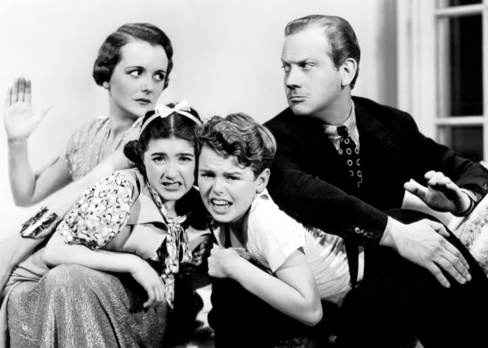 Mary Astor, Melvyn Douglas, Edith Fellows, and Jackie Moran in And So They Were Married (1936)