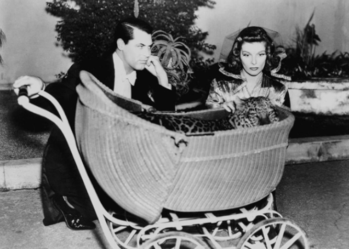 Cary Grant, Katharine Hepburn, and Nissa the Leopard in Bringing Up Baby (1938)