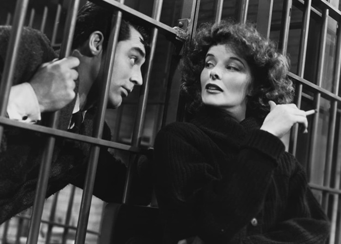 Cary Grant and Katharine Hepburn in Bringing Up Baby (1938)