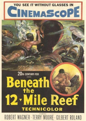 Robert Wagner and Terry Moore in Beneath the 12-Mile Reef (1953)
